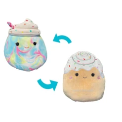 Squishmallow Kelen The Rainbow Frappe And Rease The Cinnamon Roll With Rainbow Frosting Flipamallows 12" Stuffed Plush By Kelly Toy